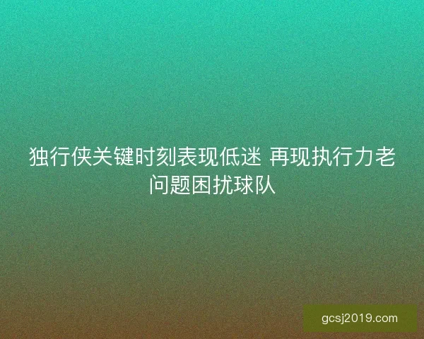 独行侠关键时刻表现低迷 再现执行力老问题困扰球队