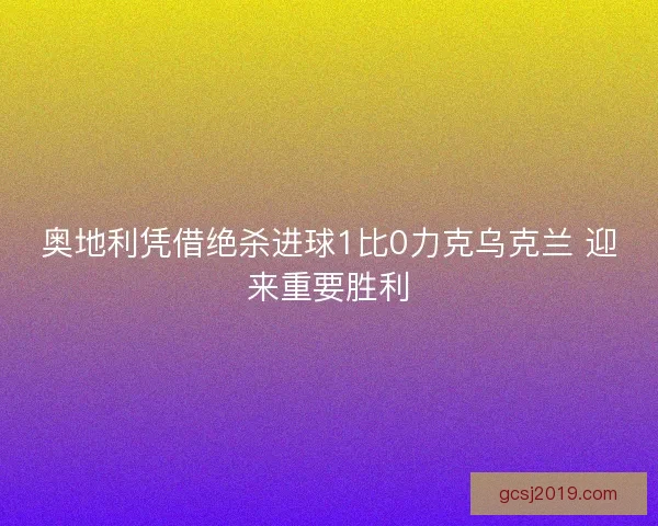 奥地利凭借绝杀进球1比0力克乌克兰 迎来重要胜利 奥地利凭借绝杀进球1比0力克乌克兰 迎来重要胜利