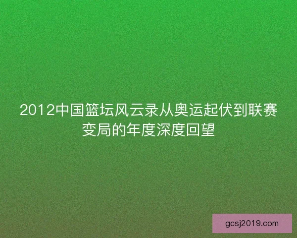 2012中国篮坛风云录从奥运起伏到联赛变局的年度深度回望