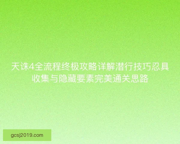天诛4全流程终极攻略详解潜行技巧忍具收集与隐藏要素完美通关思路