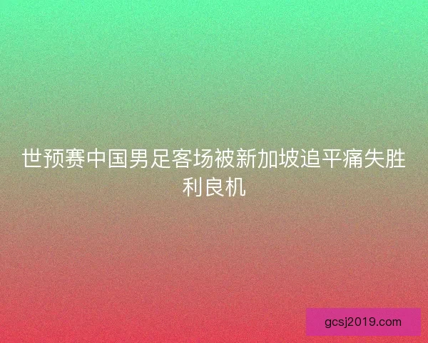 世预赛中国男足客场被新加坡追平痛失胜利良机